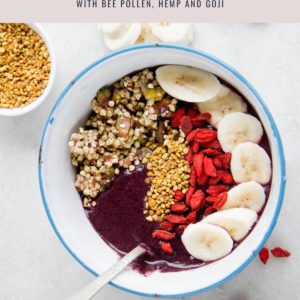 Pinterest graphic for an acai bowl