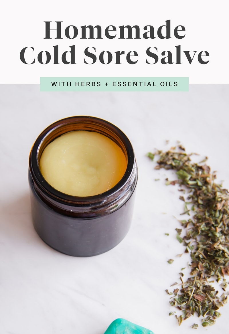 Homemade Cold Sore Salve with coconut, lemon balm, st john's wort, clove, peppermint and tea tree