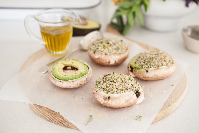 Avocado Herb Stuffed Mushrooms