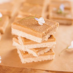 Close up of a stack of homemade healthier raw ginger slices