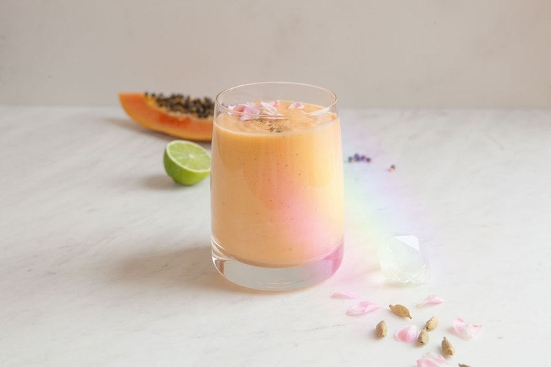 Dairy Free Papaya Lassi with Coconut Rose and Lime