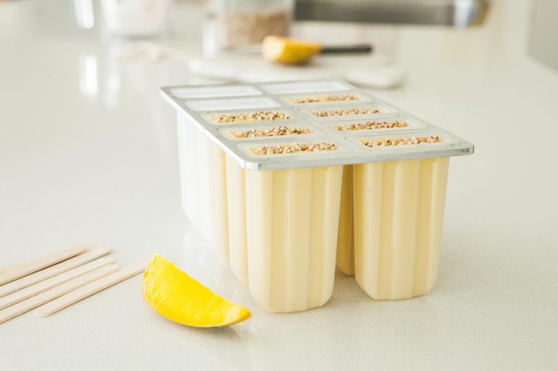 Mango Coconut Milk Popsicle infused with Relaxing Herbs - sugar free, dairy free