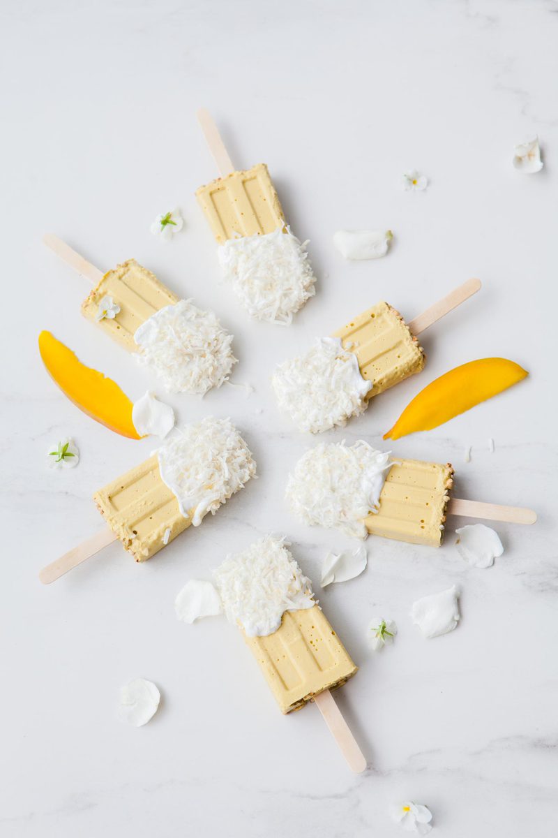 Mango Coconut Milk Popsicle infused with Relaxing Herbs - sugar free, dairy free