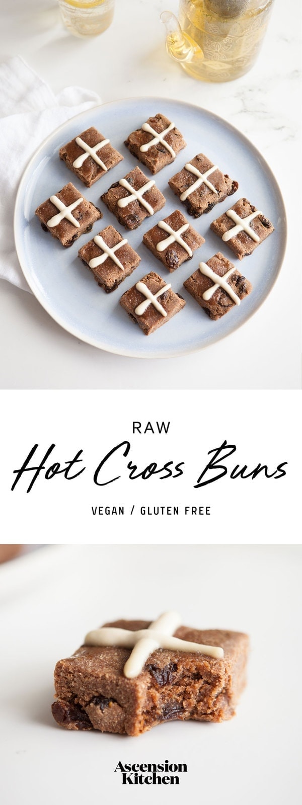 Raw Hot Cross Buns! Naturally gluten free. #HotCrossBuns #VeganHotCrossBuns #GlutenFeeHotCrossBuns #VeganEaster #RawHotCrossBuns #AscensionKitchen   // Pin to your own inspiration board! //