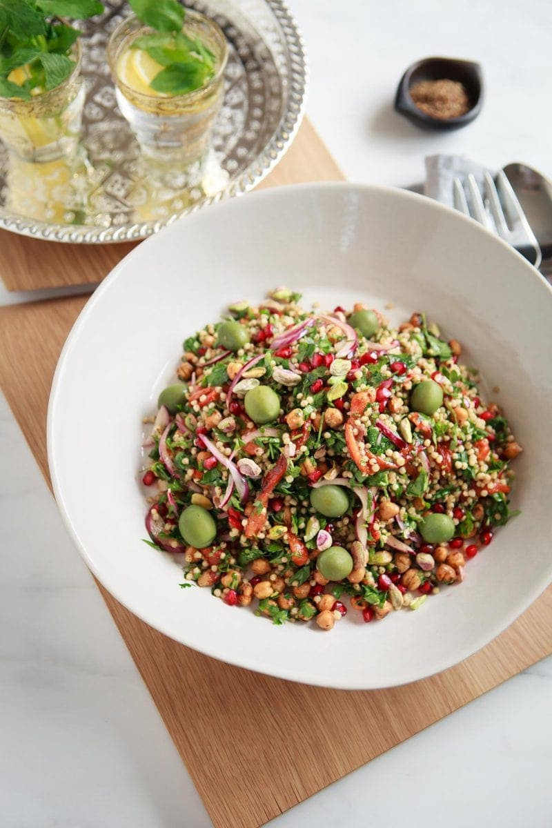Chickpea Sorghum Salad in a Moroccan dinner setting