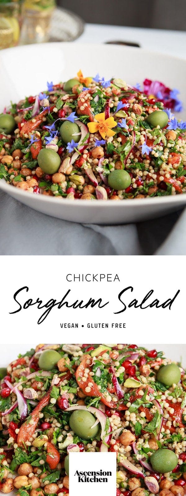 Chickpea Sorghum Salad with fresh herbs and spices. A vegan and gluten free recipe. #sorghumsalad #sorghumsaladglutenfree #sorghumsaladgrains #sorghumsaladvegan #sorghumsaladrecipes #sorghumrecipes #sorghumrecipesdinner #sorghumrecipeshealthy #sorghumrecipesvegan #sorghumrecipessalad #sorghumrecipeshowtomake #AscensionKitchen // Pin to your own inspiration board! //
