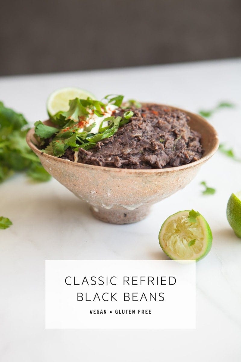 A classic homemade Refried Black Beans recipe – enjoy with tacos, burritos, nachos or simply with rice and vegetables. #blackbeansnutrition #blackbeansbenefits #refriedblackbeans #refriedblackbeansvegan #refriedblackbeanshomemade #refriedblackbeansrecipe #refriedblackbeansfromscratch #vegantacos #vegantacosrecipe #AscensionKitchen // Pin to your own inspiration board! //