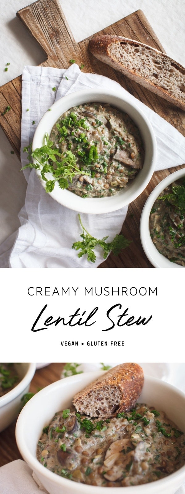 Cozy Creamy Mushroom Lentil Stew – packed full of immune supportive shiitake and fresh herbs! #mushroomstew #mushroomstewvegan #mushroomstew #mushroomstewvegetarian #mushroomstewrecipes #mushroomstewcreamy #lentilstew #lentilstewrecipe #veganstew #veganstewrecipe #veganlentilstew #AscensionKitchen // Pin to your own inspiration board! //