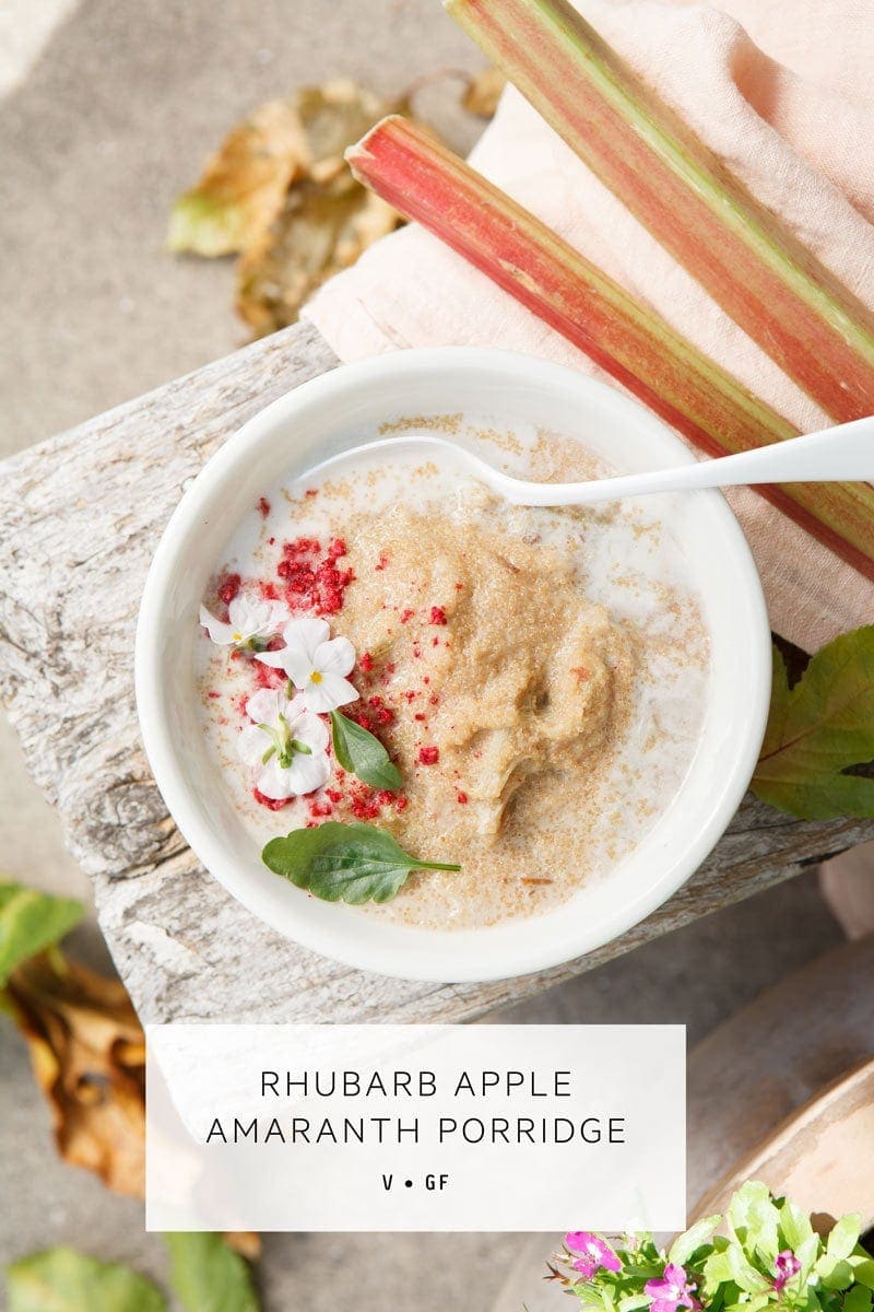 Creamy Rhubarb Apple Amaranth Porridge – a nice alternative to oats. #amaranthporridge #amaranthporridgerecipe #amaranthporridgevegan #amaranthporridgehealthy #amaranthporridgecoconutmilk #amaranthbenefits #glutenfreeporridge #AscensionKitchen // Pin to your own inspiration board! //