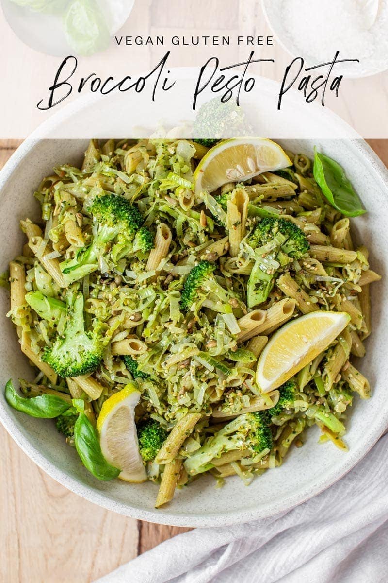 Freshly made broccoli pasta in a bowl to serve a family