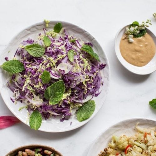 Slaw with Probiotic Miso Tahini Dressing Slaw with Probiotic Miso Tahini Dressing