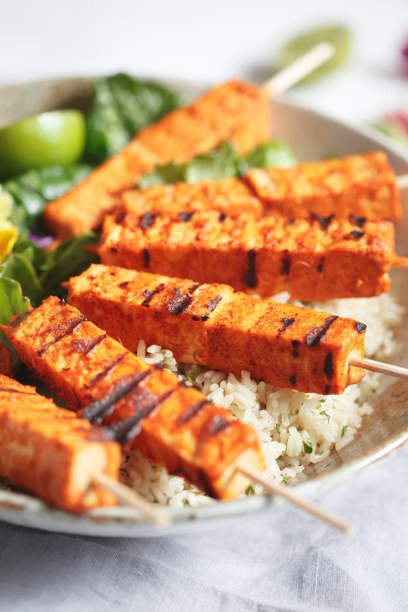 Tandoori Tempeh Skewers.