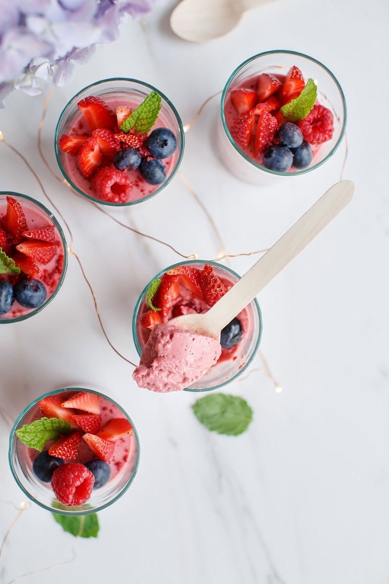 Summer Berry Mousse Cups {nut free, V}