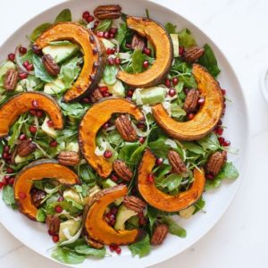 Roasted Kabocha Salad with Maple Spiced Pecans