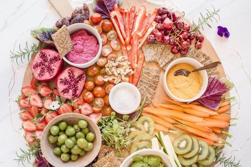 Close up of a vegan platter ready to serve at a party