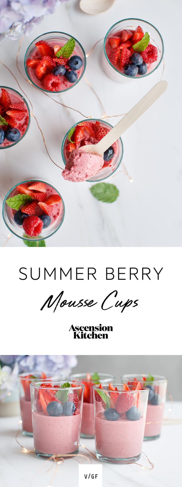 Summer Berry Mousse Cups - dairy free, nut free, gluten free