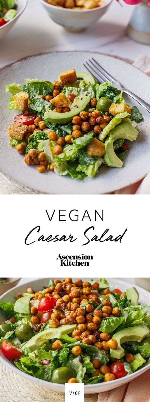 Vegan Caesar Salad with Chickpea Croutons - gluten free