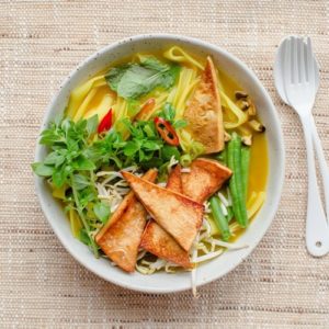 Quick, 30 minute Vegan Pho – made with a plant-based, aromatic broth, shiitake and spiced tofu with lots of fresh herbs. #veganpho #vegetarianpho #easypho #quickpho #veganbroth #vegan #AscensionKitchen // Pin to your own inspiration board! //