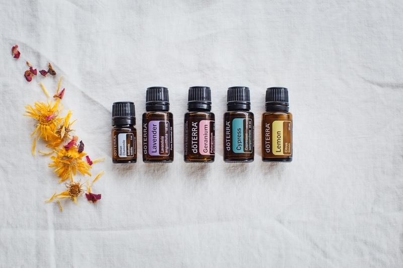 A selection of essential oils for a facial steam