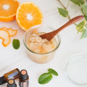 A jar of homemade sugar scrub