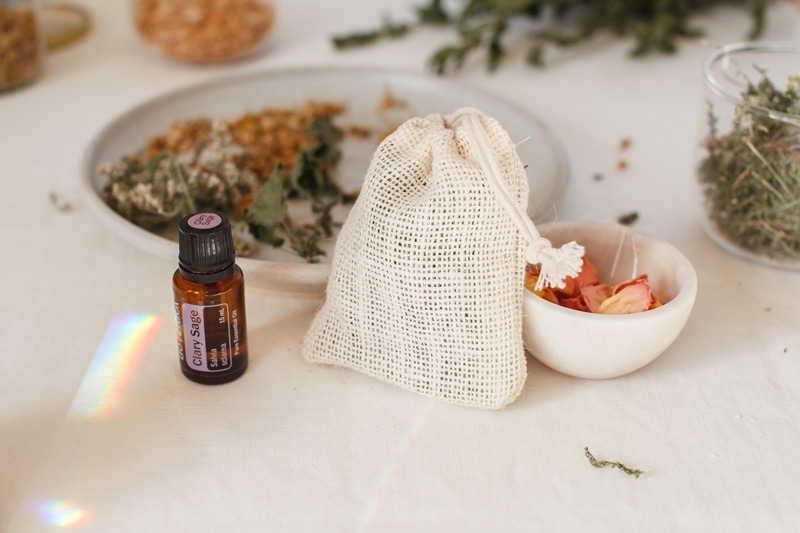 Bag filled with herbs for a herbal bath