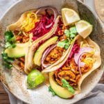 Vegan tacos with a perfectly spiced tempeh meat. #vegantacos #tacosrecipes #tacosideas #vegetariantacos #AscensionKitchen