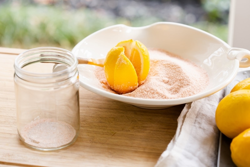 Making preserved lemons - adding salt to the jar first
