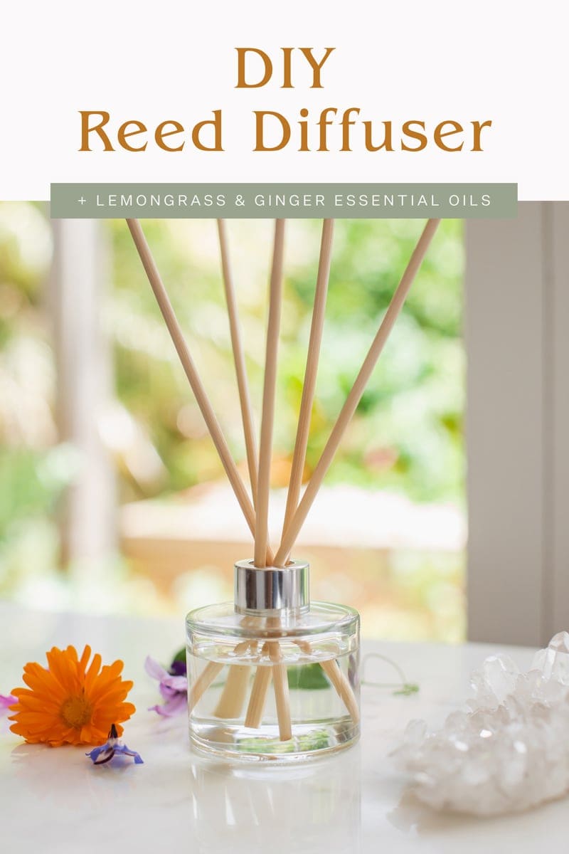 Hero shot of the homemade reed diffuser by the window
